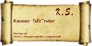 Kauser Sándor névjegykártya